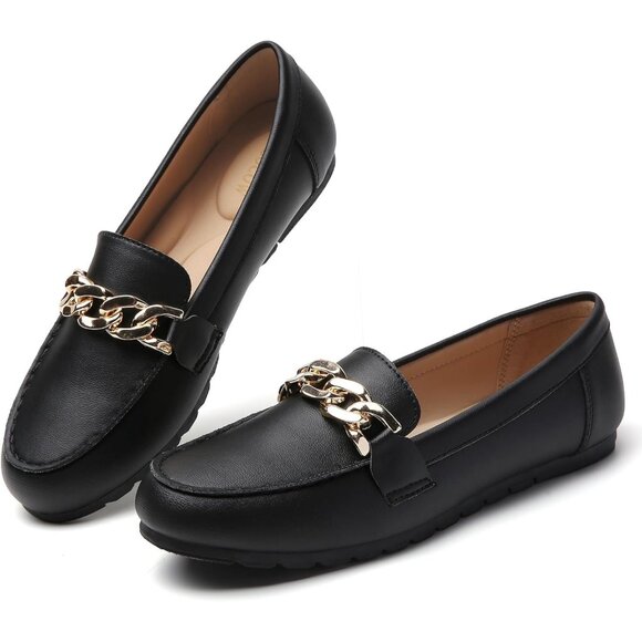 Women Loafers Faux Leather Flat Slip-On Shoes Casual Work Walking Comfort - Picture 7 of 9